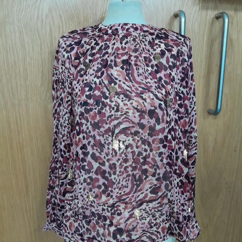 MONSOON PLEATED SEQUIN SHIRT IN PINK WATERCOLOUR SIZE M  RRP £60
