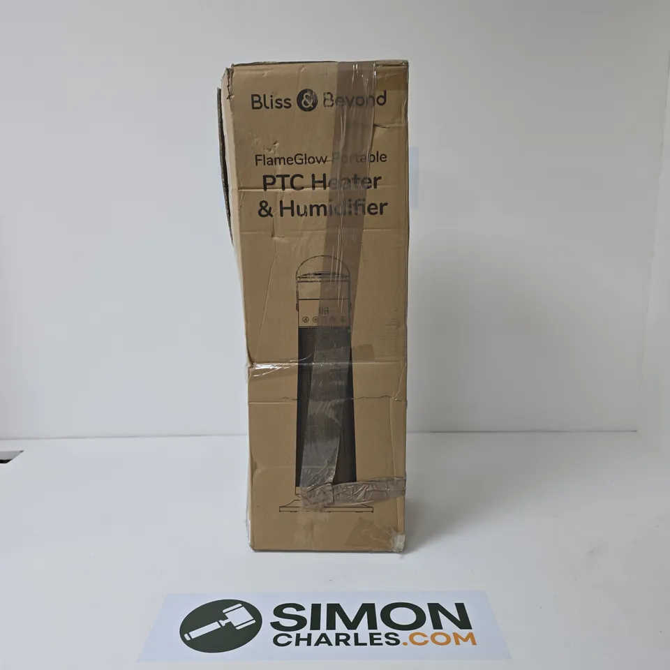 BLISS & BEYOND FLAMEGLOW PORTABLE PTC HEATER & HUMIDIFIER