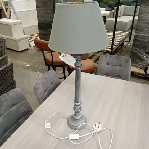 HAND-FINISHED PAMPHILE WOODEN TABLE LAMP WITH FABRIC SHADE, COUNTRY STYLE