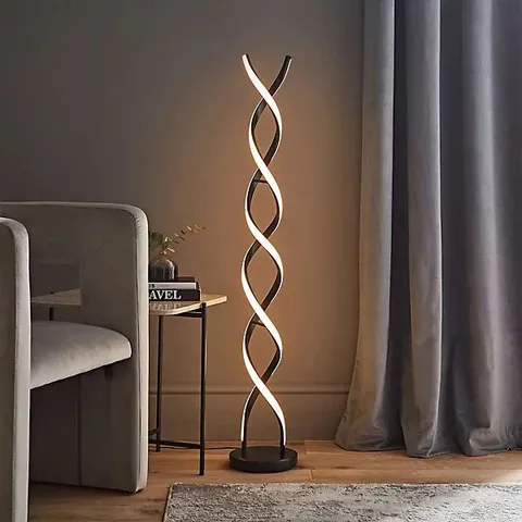 BOXED VALUELIGHTS INFINITY BLACK DOUBLE TWIST INTEGRATED LED FLOOR LAMP