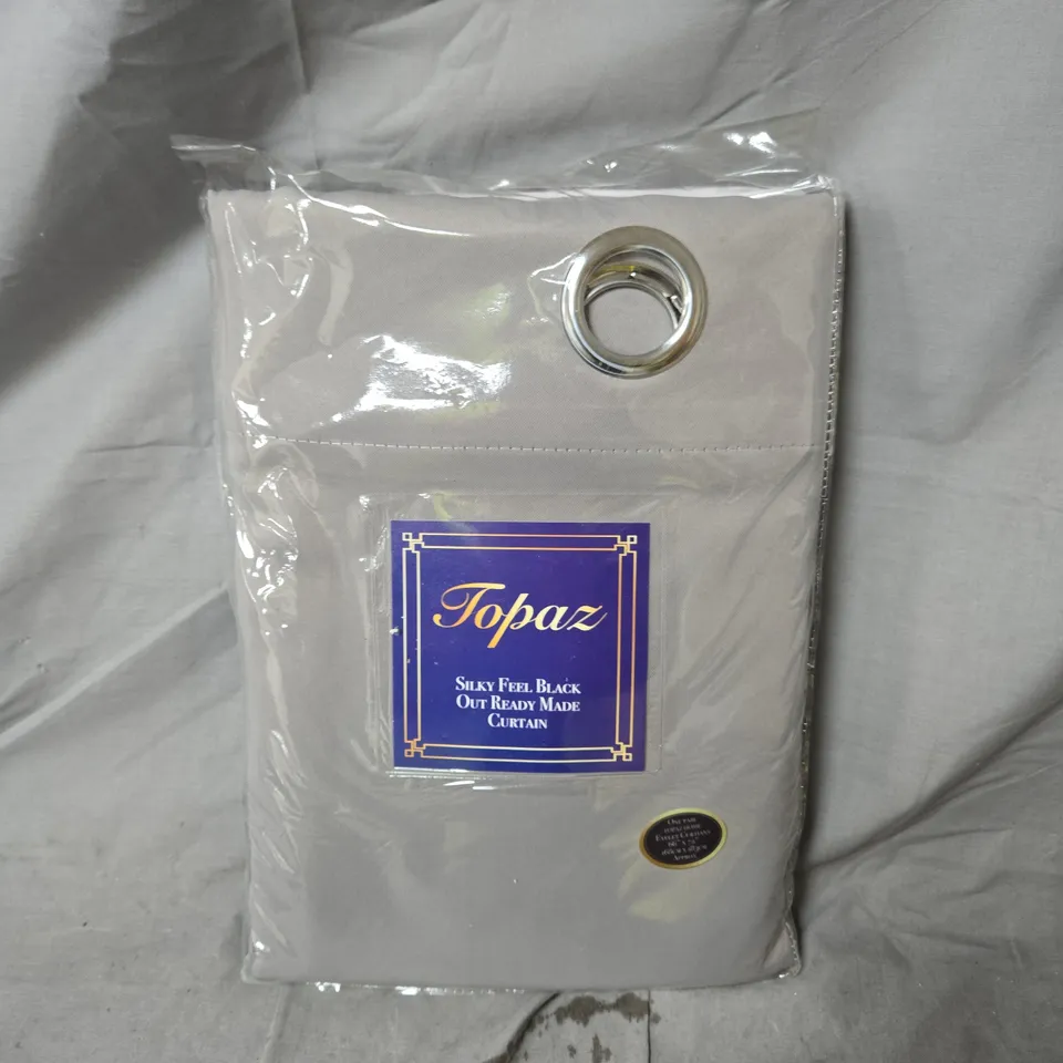 TOPAZ EYELET CURTAINS – SILKY FEEL BLACKOUT, READY MADE, 66 X 72 INCHES (168 X 183 CM) – GREY