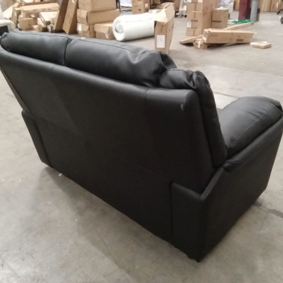ALBION LUXURY FAUX LEATHER HIGH BACK 2 SEATER SOFA - BLACK RRP £519