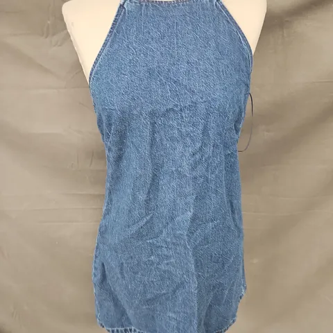 ABERCROMBIE & FITCH HALTERNECK MINI DRESS IN BLUE DENIM SIZE S