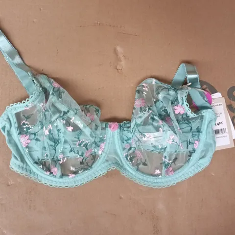 BRAVISSIMO LOVE CRUSH BRA IN AQUA SIZE 34FF