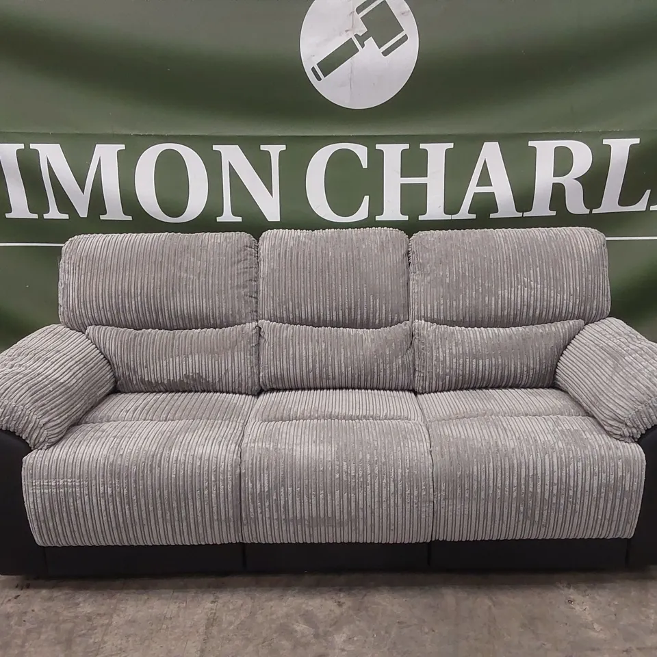 SIENNA FABRIC/FAUX LEATHER HIGH BACK 3 SEATER RECLINER SOFA RRP £849