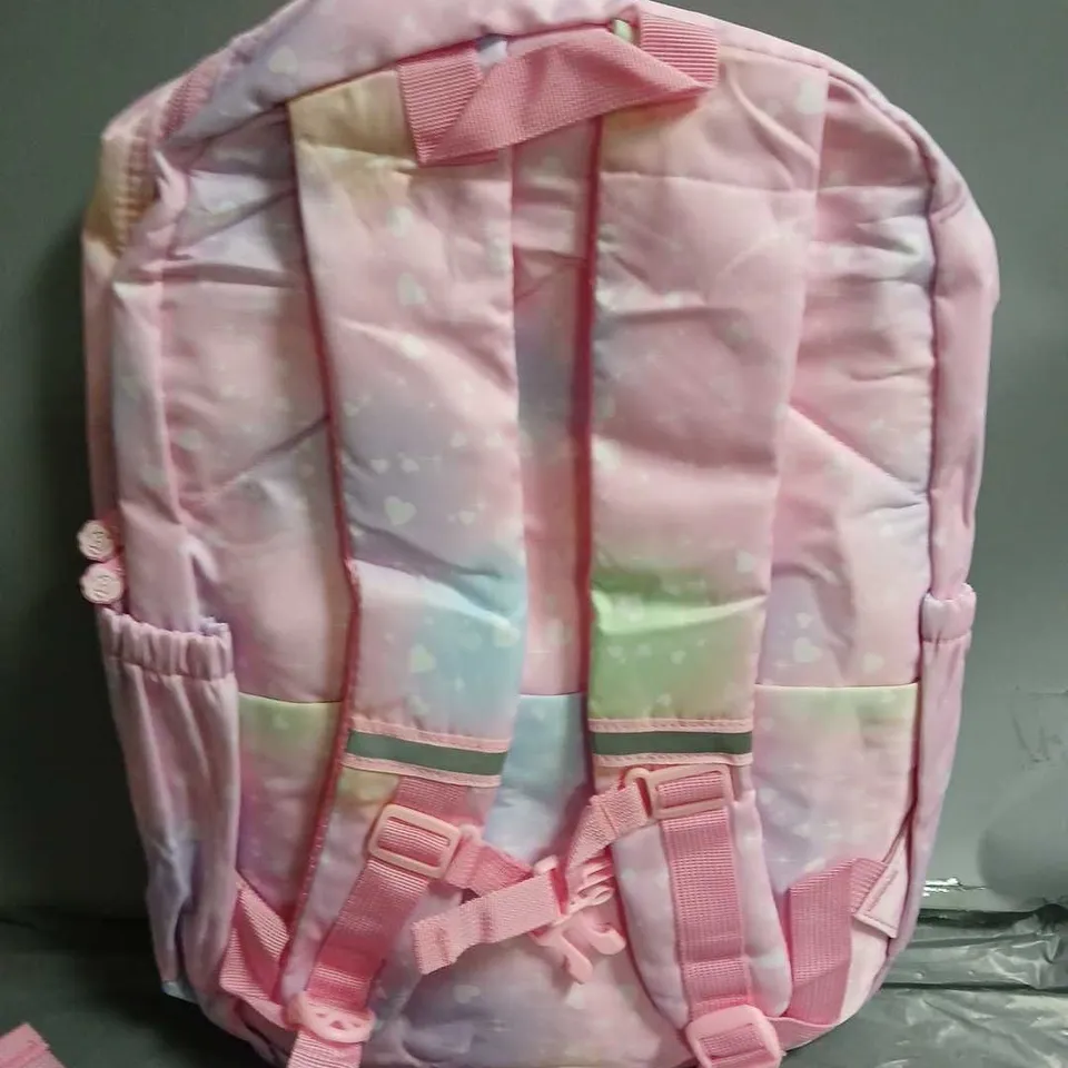 PIKBEAR RAINBOW/HEART DESIGN BACKPACK IN PINK