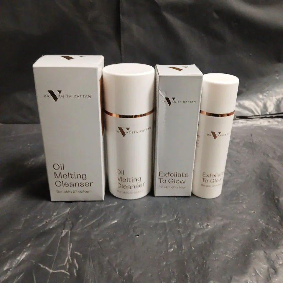 DR VANITA RATTAN OIL MELTING CLEANSER 100ML & EXFOLIATE TO GLOW 50ML SKINCARE DUO