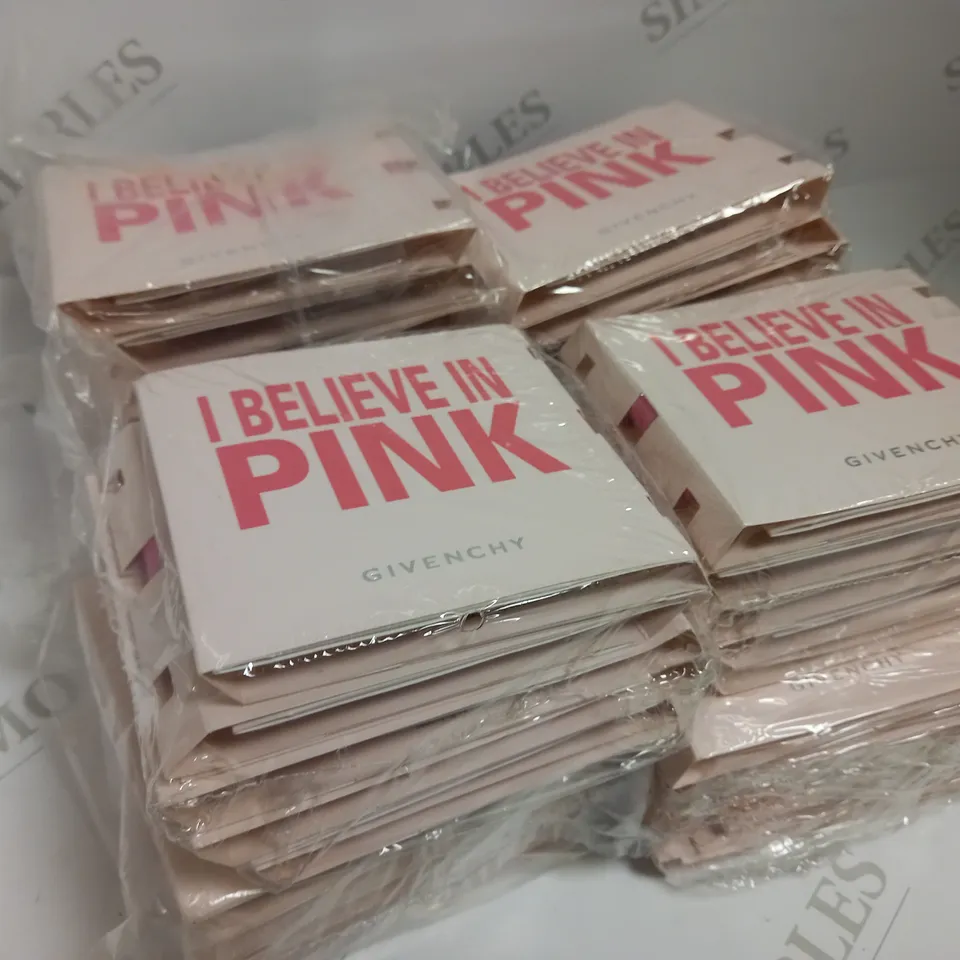 APPROXIMATELY 50 GIVENCHY I BELIEVE IN PINK LIVE IRRESISTIBLE ROSY CRUSH SAMPLE TO INCLUDE 1ML EAU DE PARFUM FLORALE AND 3 X 0.3g LE ROSE PERFECTO BEAUTIFYING LIP BALM 