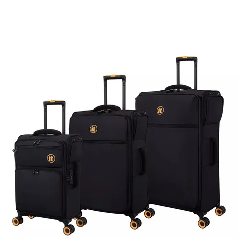 IT LUGGAGE SIMULTANEOUS BLACK CONNECTABLE SUITCASE 