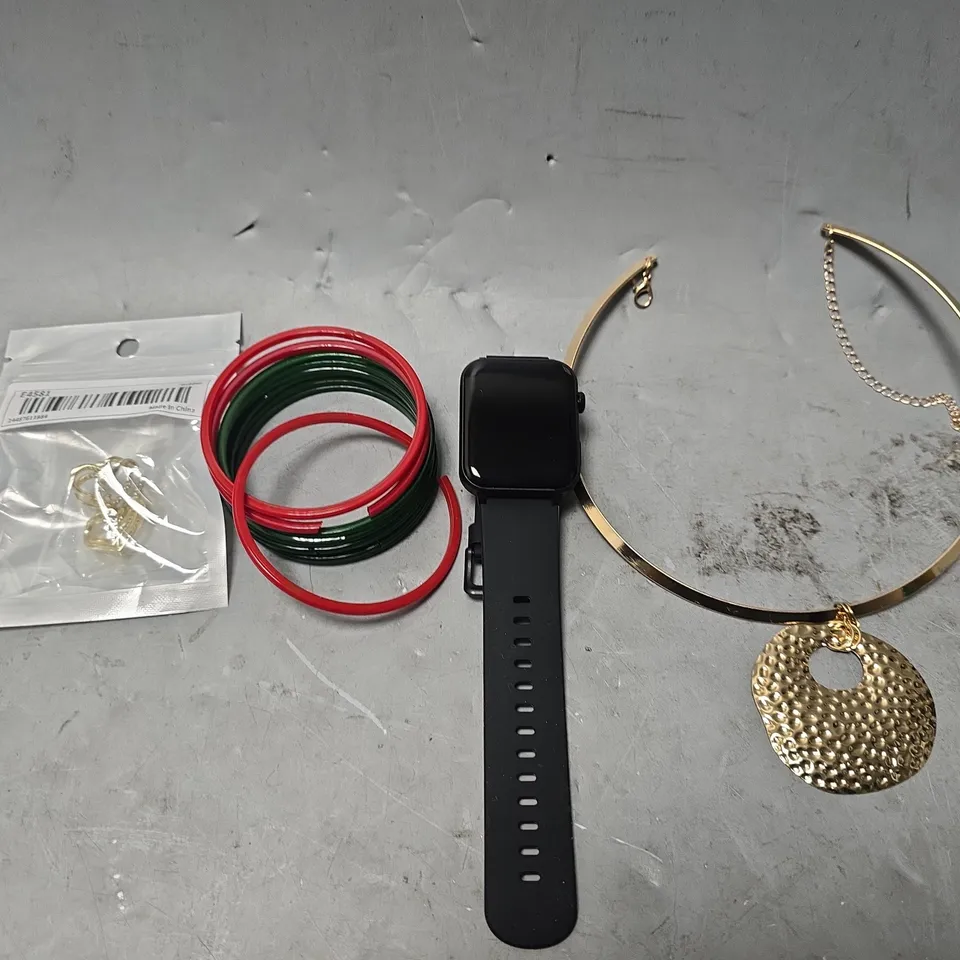 APPROXIMATELY 10 ASSORTED JEWELLERY ITEMS TO INCLUDE - NECKLACE ,WATCH , EARRINGS ETC
