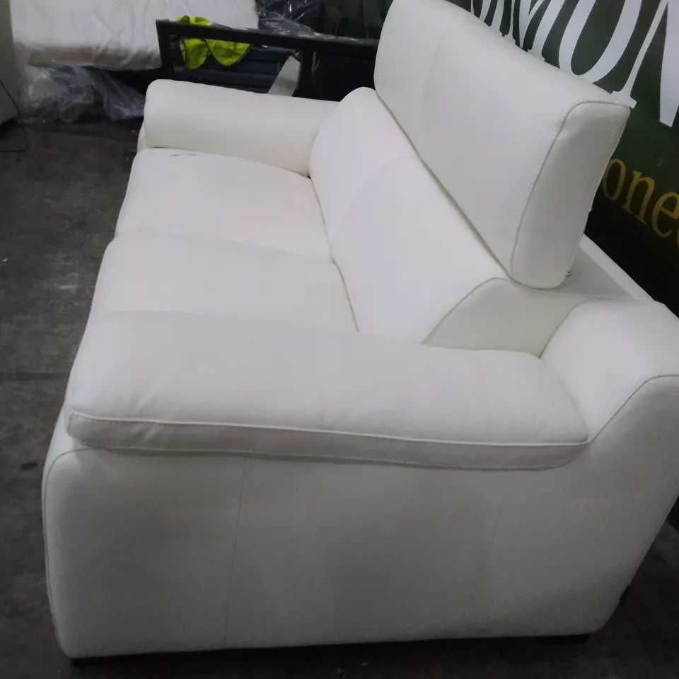 QUALITY ITALIAN DESIGNER RICCARDO 2 SEATER SOFA - WHITE LEATHER