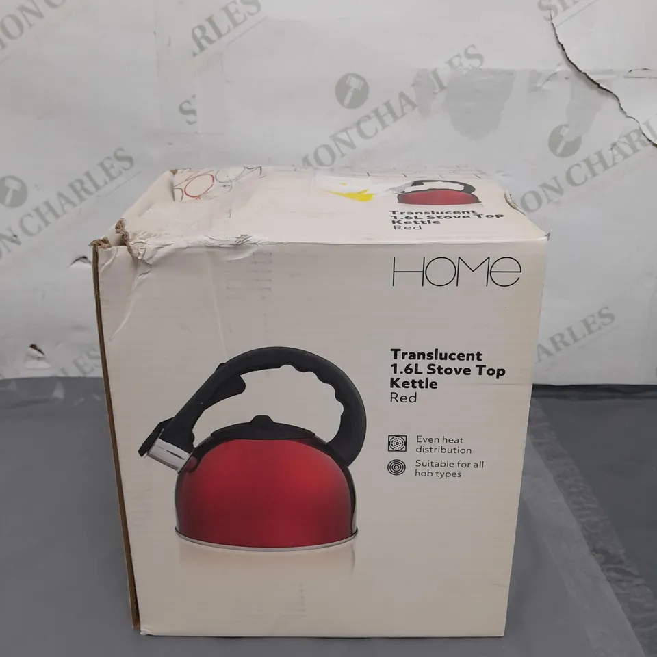 BOXED HOME TRANSLUCENT 1.6L STOVE TOP KETTLE RED