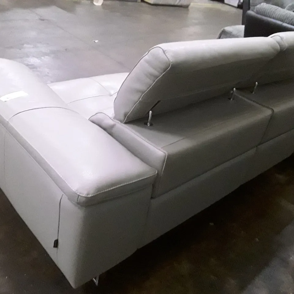 QUALITY ITALIAN DESIGNER LUCIO 3 SEATER 2 ELECTRIC MECHANISM SOFA - GREY LEATHER   