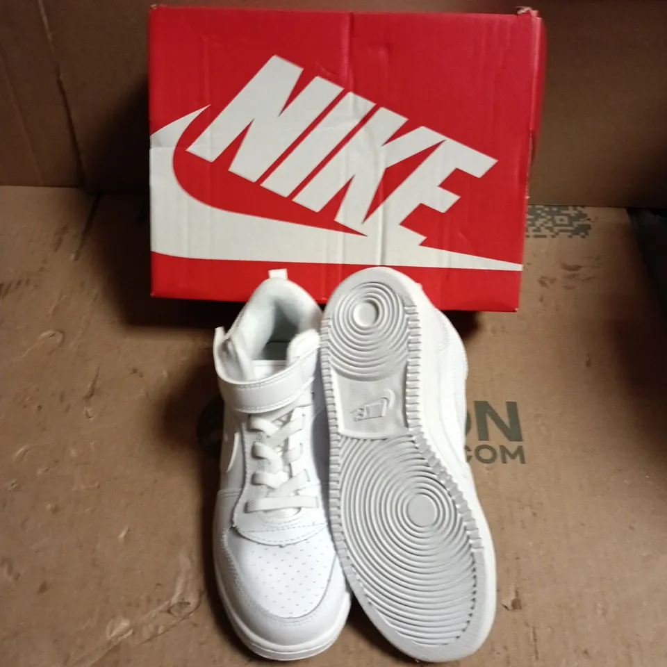 NIKE KIDS WHITE VELCRO HIGH-TOP SNEAKERS - UK SIZE 12 CHILDS 