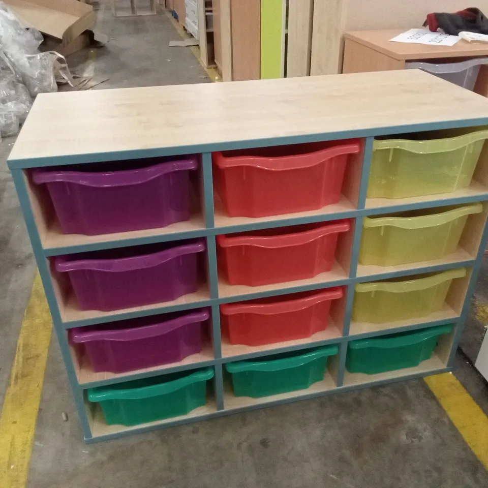 12 COMPARTMENT STORAGE UNIT WITH TRAYS