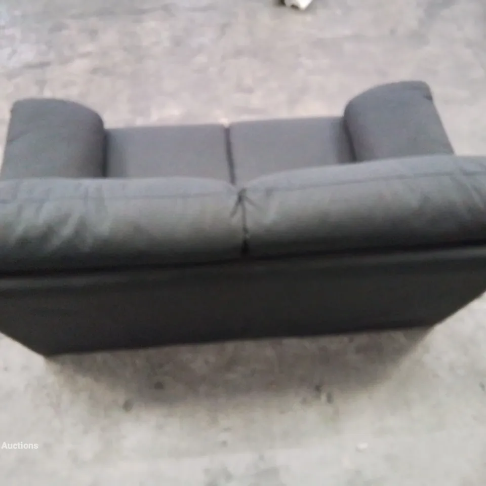 DESIGNER 2 SEATER FABRIC UPHOLSTERED BLACK SOFA 