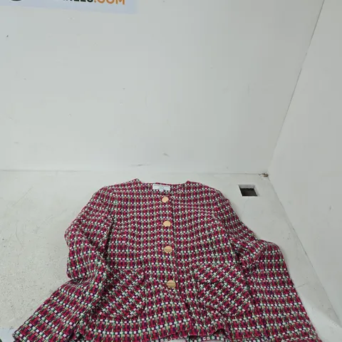 HELENE BERMAN LONDON WOMEN'S TWEED JACKET, UK SIZE 12, MULTICOLOUR WITH GOLD BUTTONS