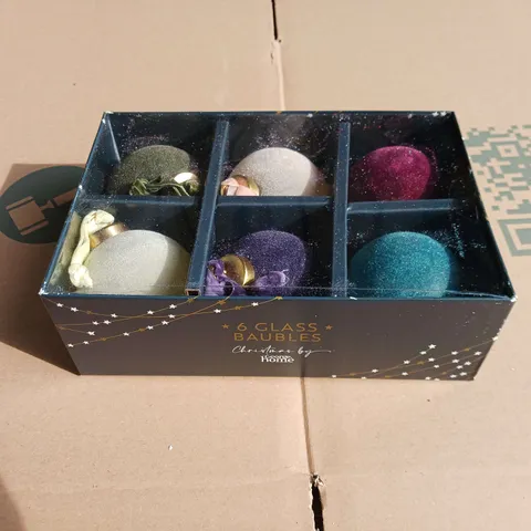 4 BOXES OF 6 GLASS CHRISTMAS BAUBLES BY GEORGE HOME