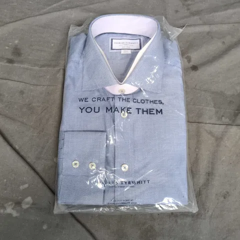 BAGGED CHARLES TYRWHITT INDIGO BLUE NON-IRON WESTMINSTER WEAVE CUTAWAY SLIM FIT SHIRT – SIZE 17/37IN (43/94 CM)