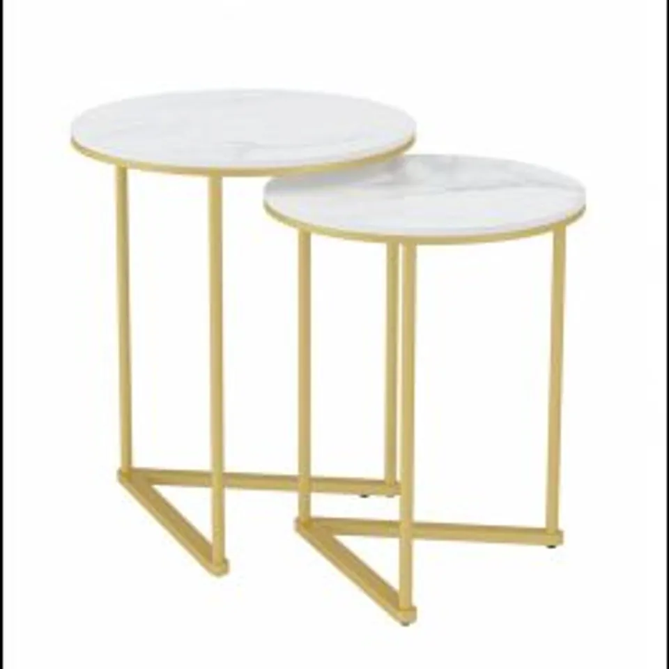 BOXED 2 PIECE MARBLE NEST OF COFFEE TABLES (1 BOX)