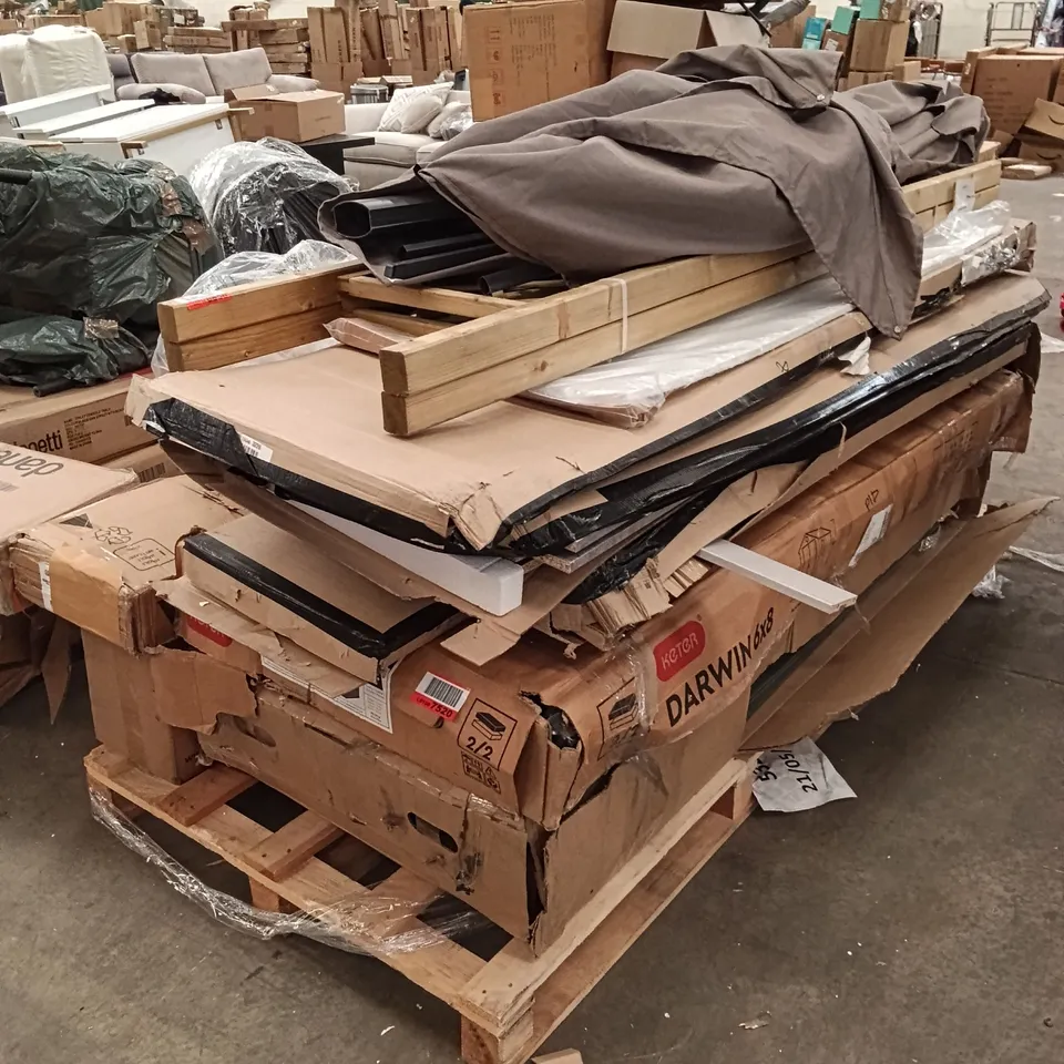 PALLET OF ASSORTED, INCOMPLETE FURNITURE PARTS AND PIECES 