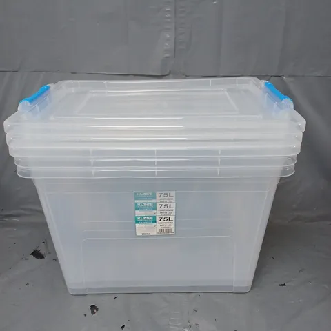 3X KLASS 75L CLEAR STORAGE BOXES WITH LID - COLLECTION ONLY