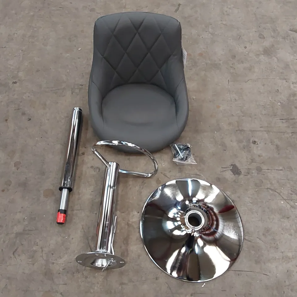 BOXED SET OF 2 FAUX LEATHER BAR STOOLS - GREY (1 BOX)