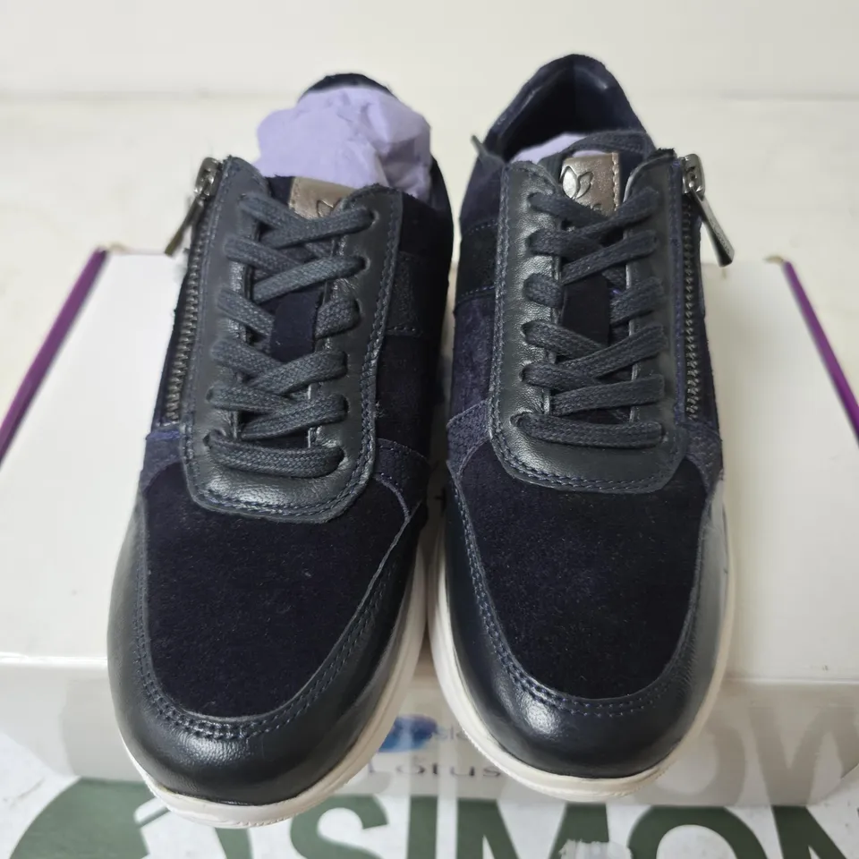 BOXED LOTUS SONNY LEATHER SHOES, NAVY - SIZE 3