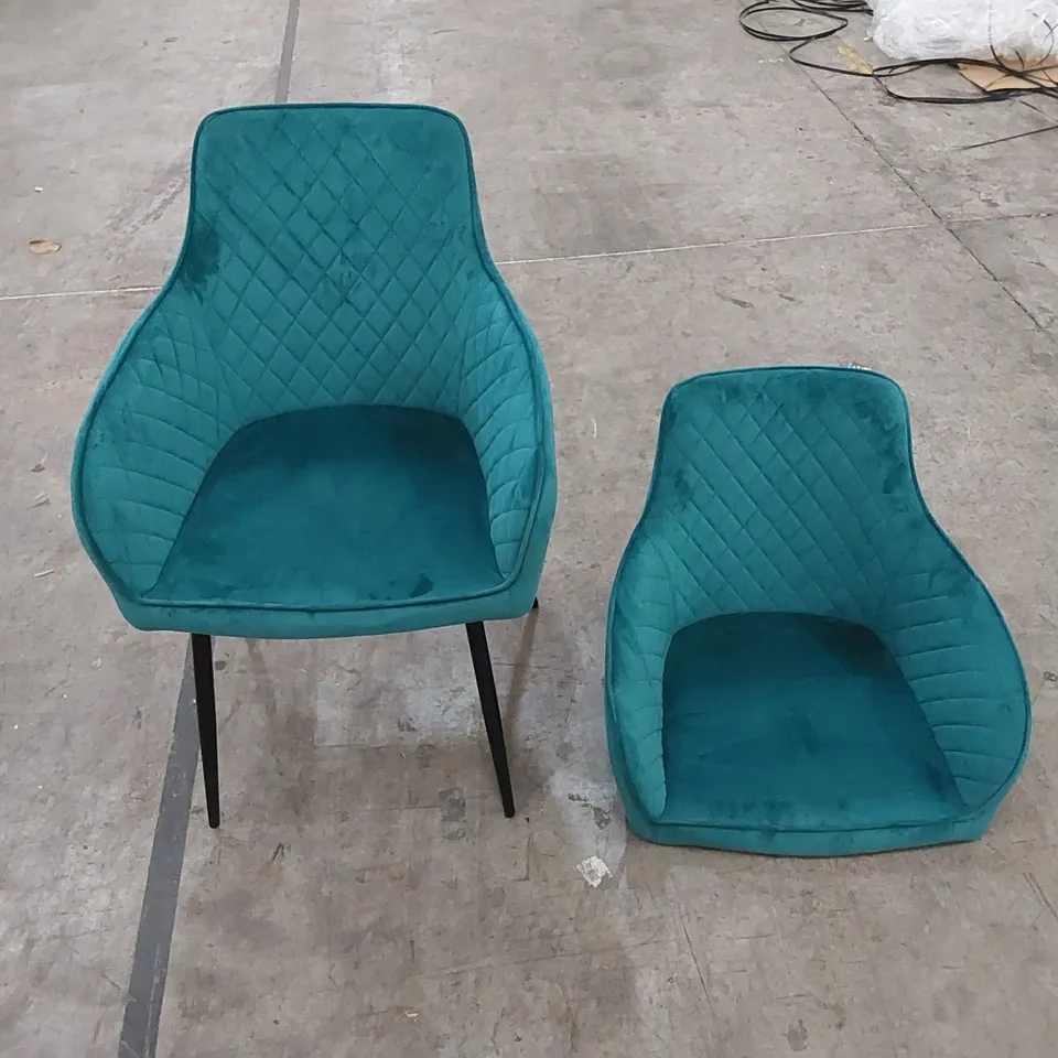 DESIGNER UPHOLSTERED VELVET CHAIR AND SEAT IN TEAL