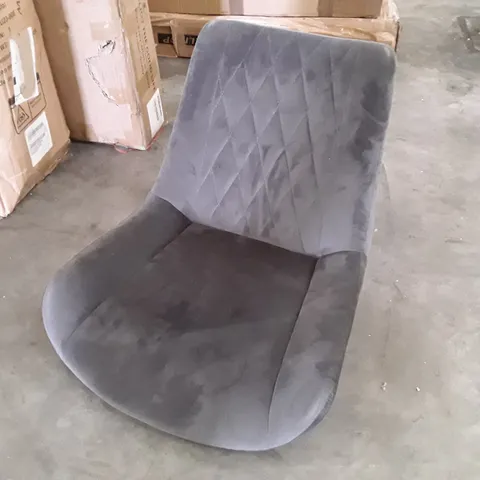 BOXED SET OF 3 GREY VELVET DINNING CHAIRS (NO LEGS)