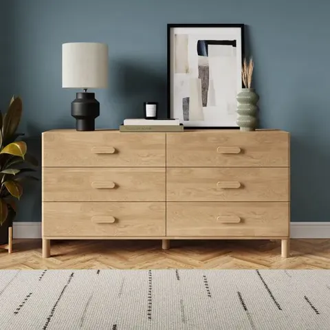 BOXED HATTON 6 DRAWER CHEST, OAK EFFECT (2 BOXES)