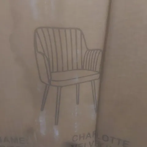 BOXED SET OF 2 DESIGNER DINING CHAIRS - BLUE VELVET (1 BOX)