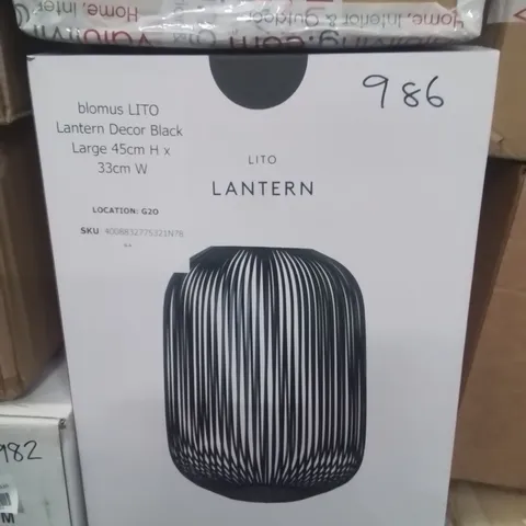BOXED BLOMUS LITO LANTERN DECOR BLACK LARGE 45CM H X 33CM W