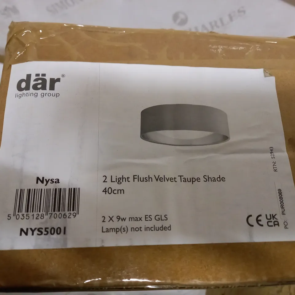DAR 2 LIGHT FLUSH VELVET TAUPE SHADE 40cm