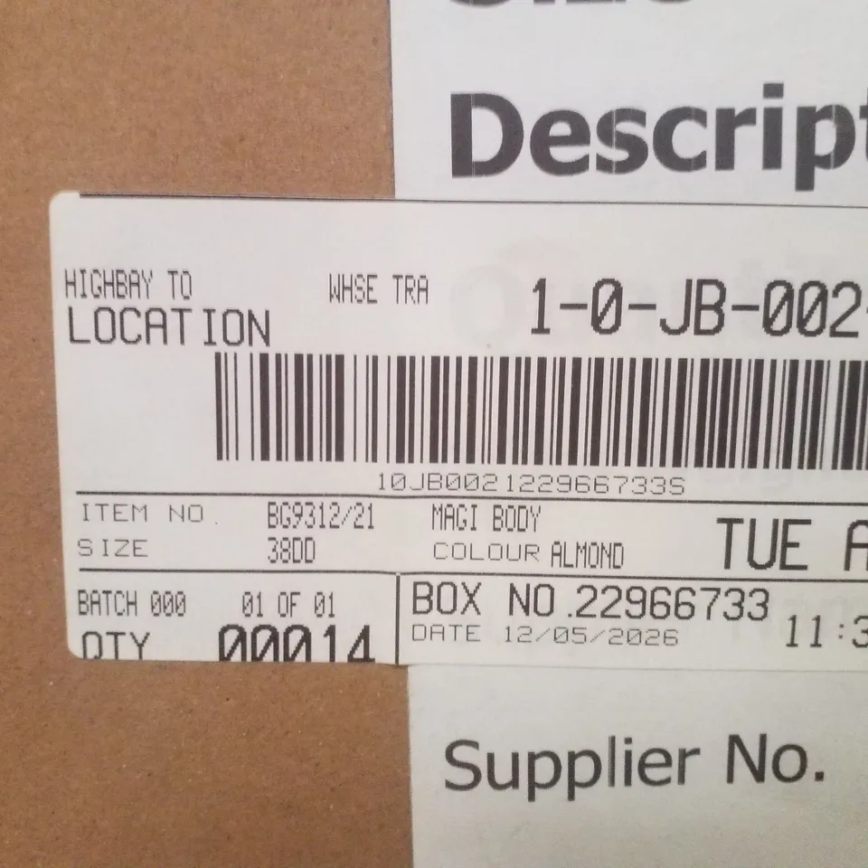BOX CONTAINING APPROXIMATELY 14X BRAND NEW MAGISCULPT BODYSUITS - COLOUR ALMOND - SIZE 38DD