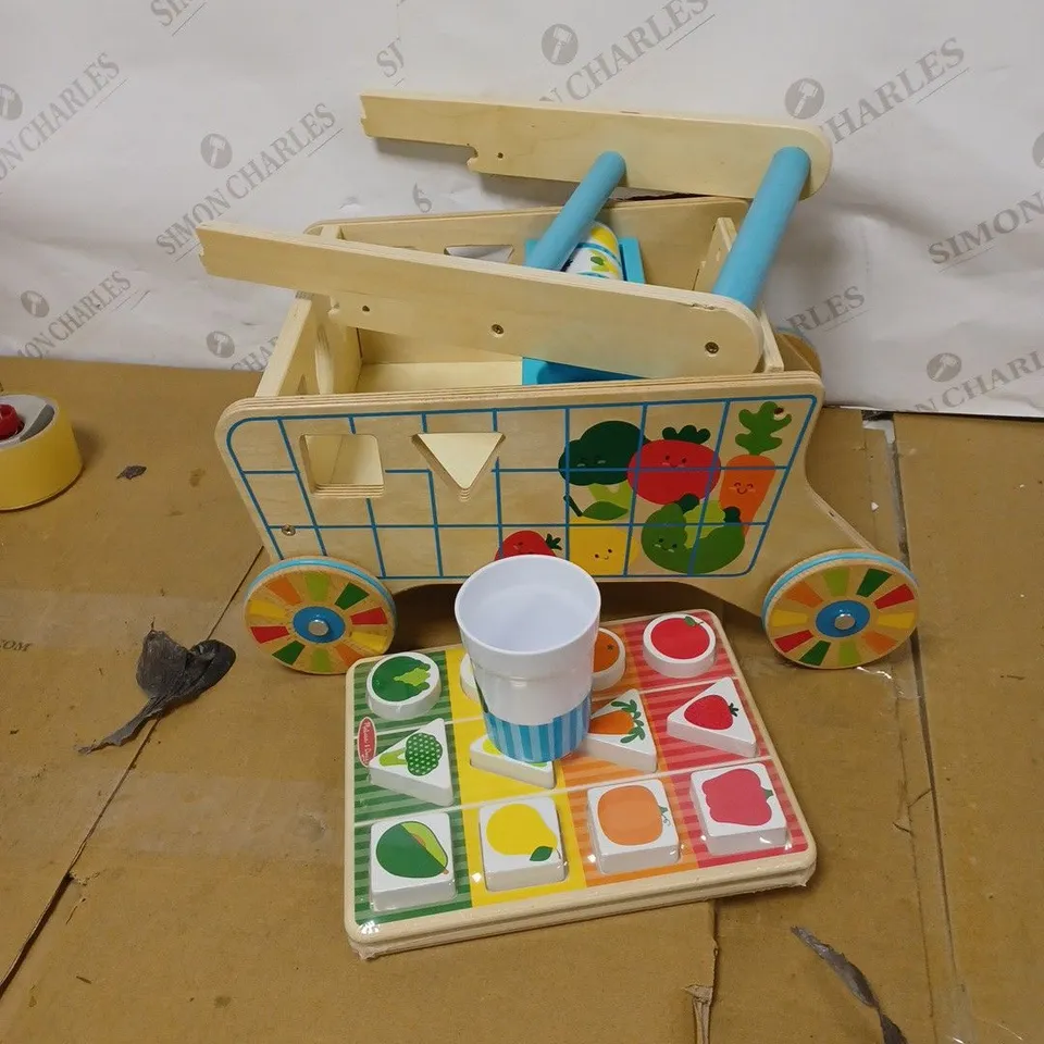 WOODEN SHAPE GROCERY CART RRP £59.99