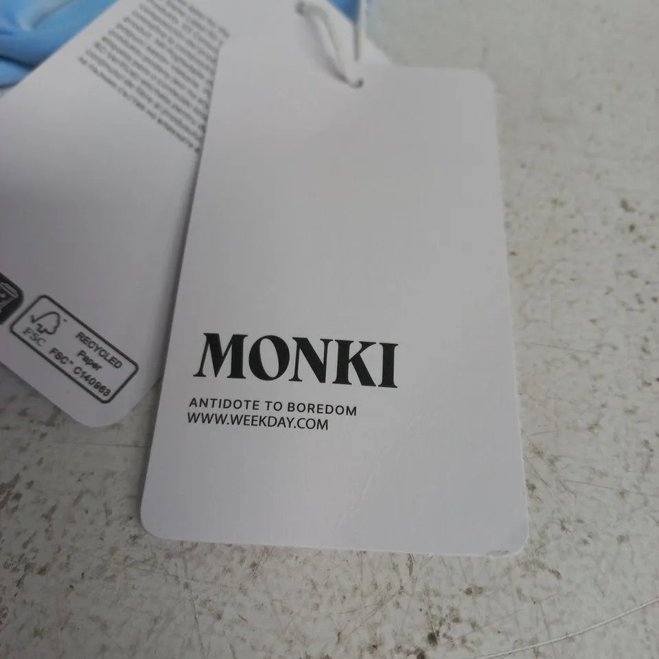MONKI BLUE SLEEVELESS DRESS, UK 6 (EU 34) – TAG ATTACHED