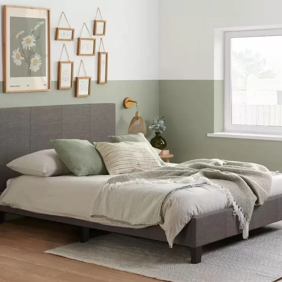 BRAND NEW BOXED BIRLEA 135cm BERLIN FABRIC BED FRAME - GREY (2 BOXES)
