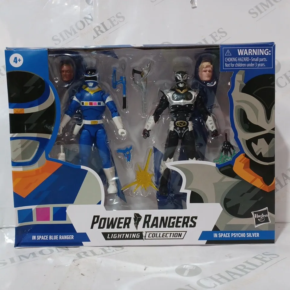 BOXED POWER RANGERS LIGHTNING COLLECTION IN SPACE BLUE RANGER AND IN SPACE PSYCHO SILVER COLLECTIBLE FIGURES