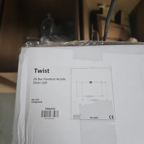 TWIST 2-LIGHT BAR PENDANT - ACRYLIC SILVER LED (BOXED)