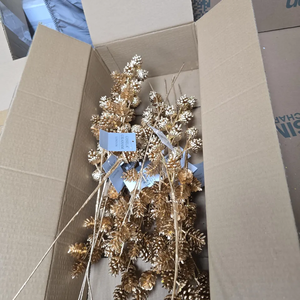 12X GISELA GRAHAM FAUX FLOWER BRONZE PINECONES