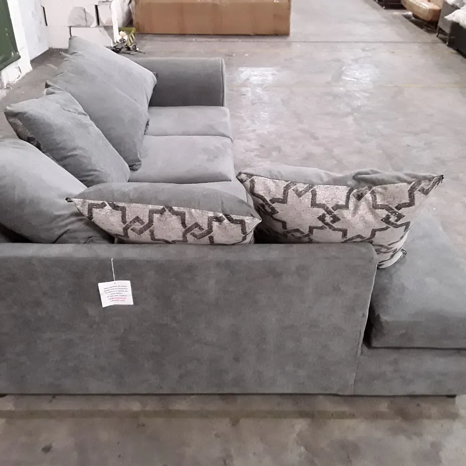 QUALITY DESIGNER ARABELLA 2-PIECE UPHOLSTERED CORNER SOFA - GREY FABRIC