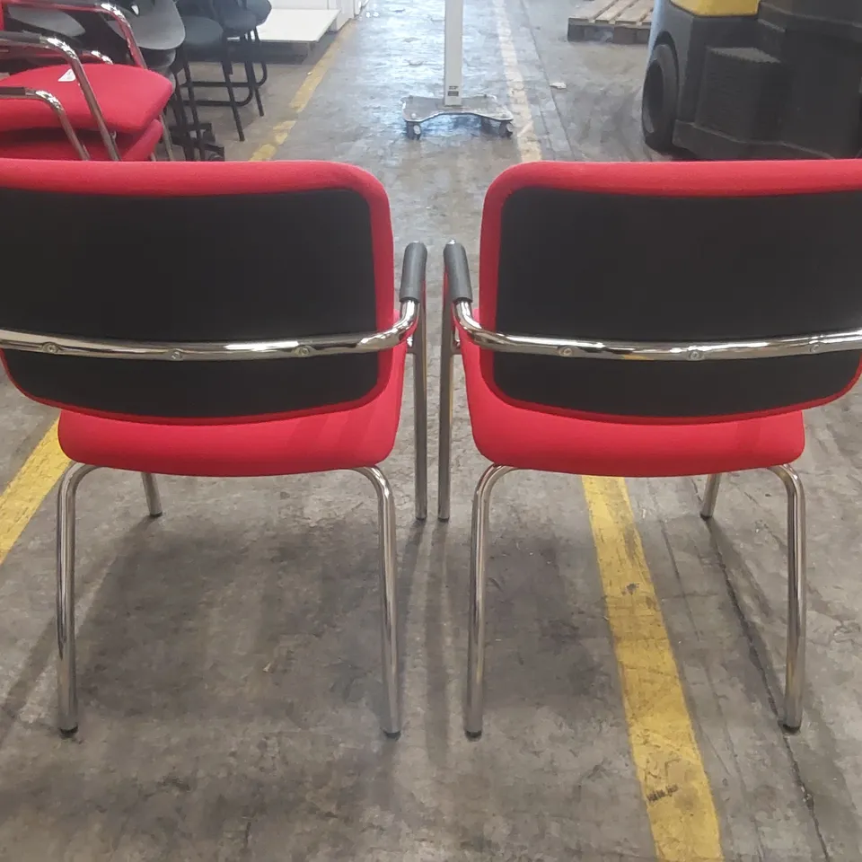 PAIR OF UPHOLSTERED RED OFFICE CHAIRS