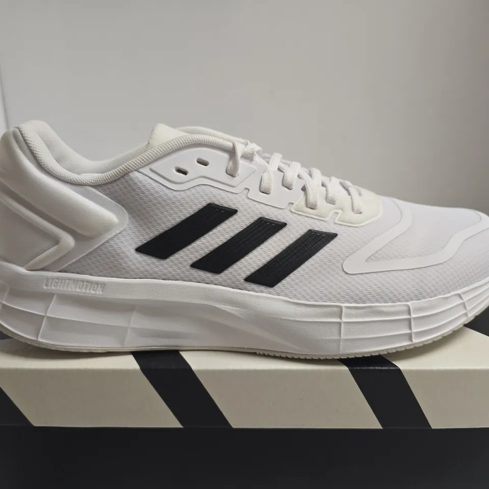 BOXED PAIR OF ADIDAS DURAMO 10 SNEAKERS – WHITE, UK 11