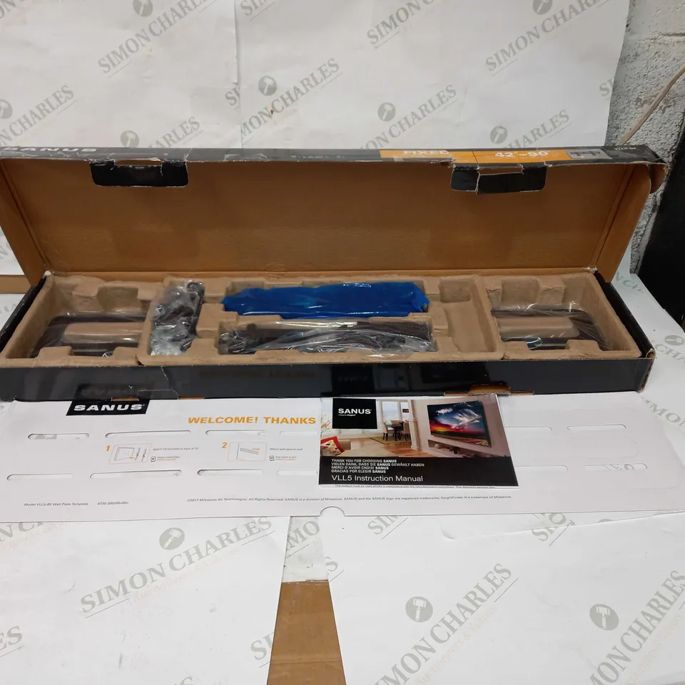 BOXED SANUS BLACK FIXED TV WALL MOUNT FITS TVS 42" - 90"