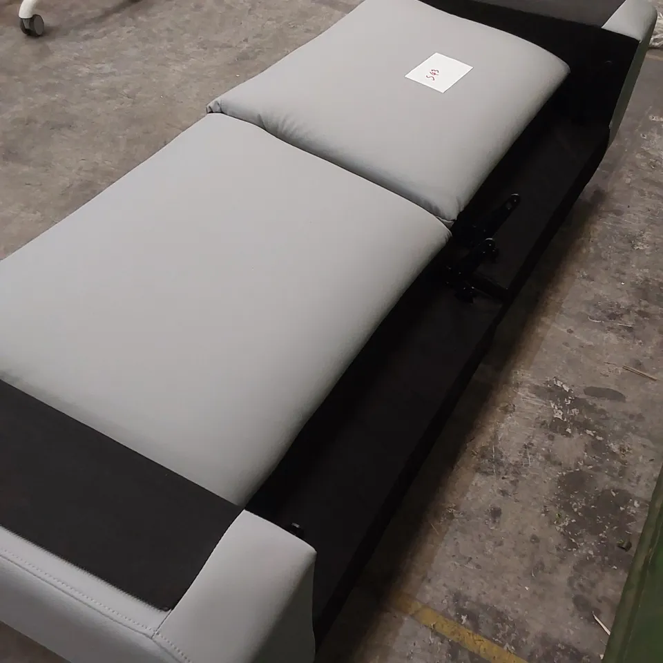 DESIGNER SEVILLE LIGHT GREY LEATHER 3 SEATER MANUAL RECLINER SOFA - PARTS VISIBLY MISSINGS