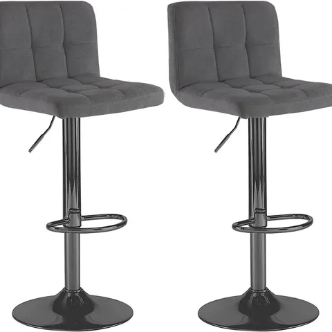 BOXED NEO SET OF 2 FABRIC UPHOLSTERED BAR STOOLS - GREY (1 BOX)