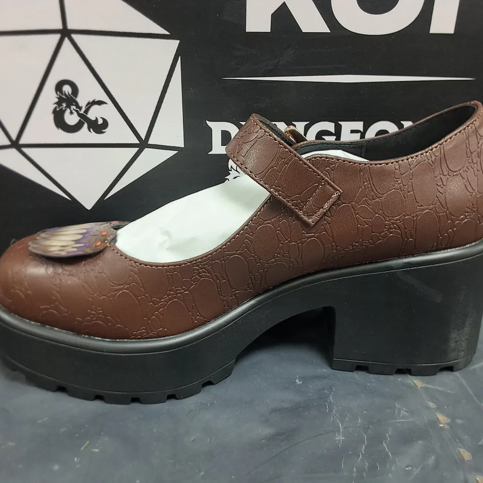 BOXED BRAND NEW KOI D&D TIRA MARY JANE SHOES IN BROWN - UK 6