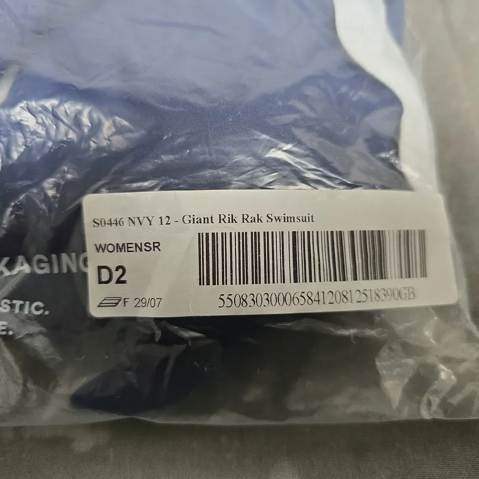 BAGGED BODEN NAVY GIANT RIK RAK SWIMSUIT UK 12 (WOMENS)