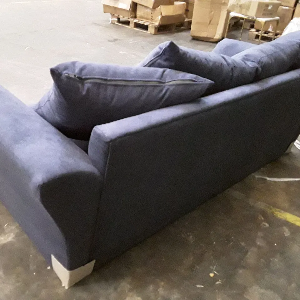 QUALITY DESIGNER 3 SEATER SOFA - DARK BLUE FABRIC